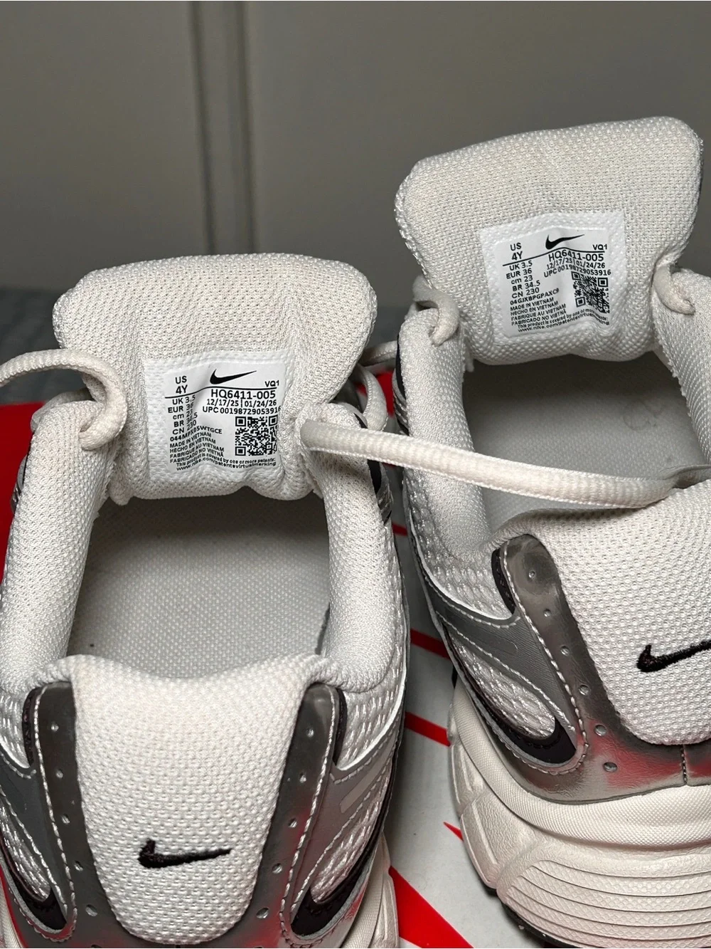 Nike Kids White and Gray Mesh Lace-Up Sneakers